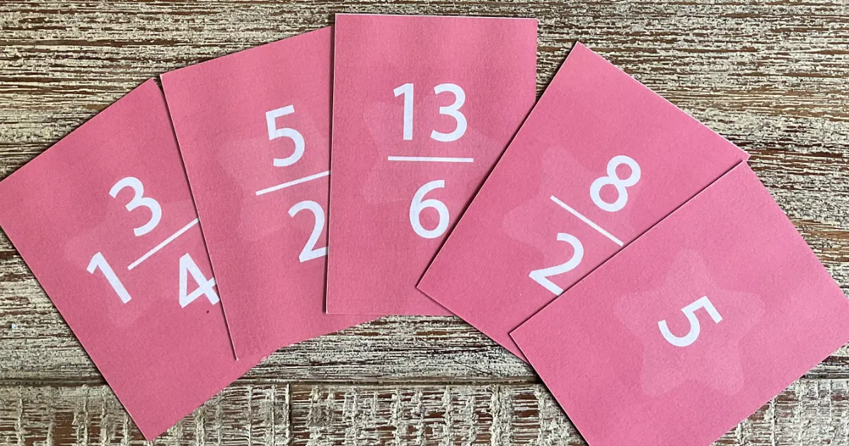 Jeu de cartes mistigri pour apprendre les fractions.