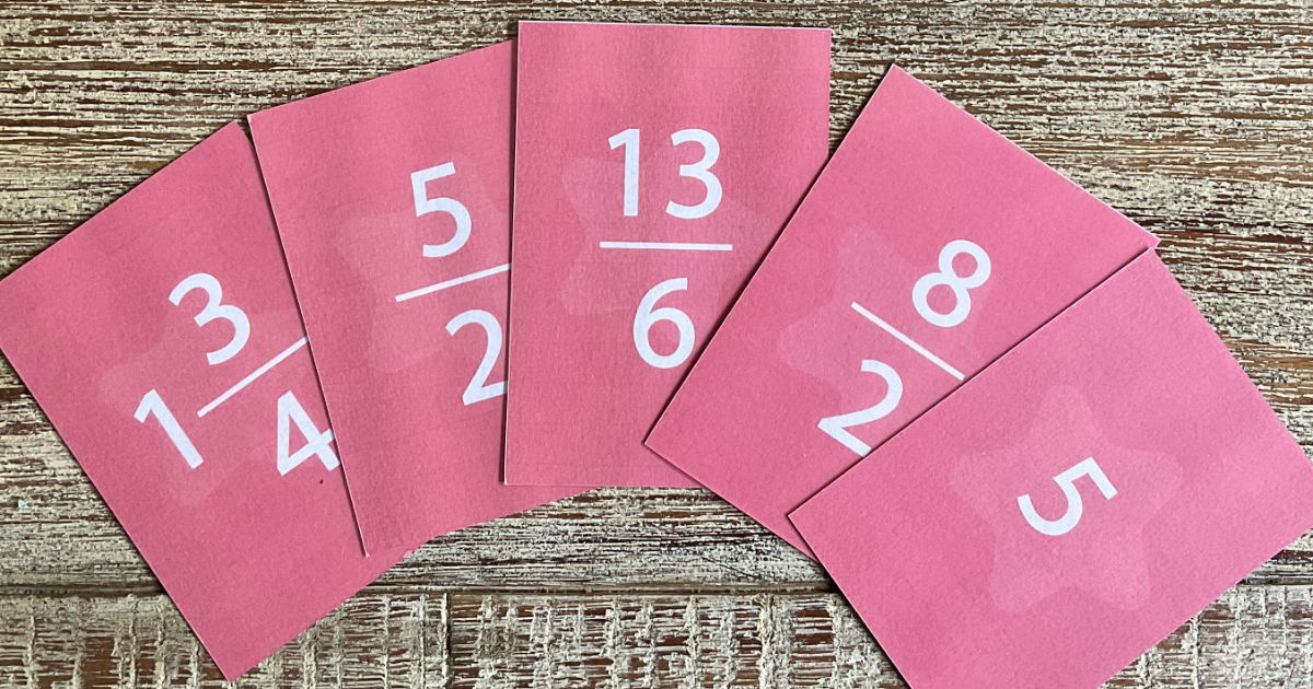 Jeu de cartes mistigri pour apprendre les fractions.